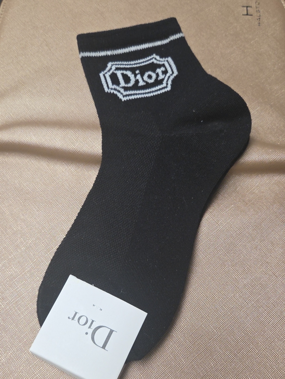 Dior Black and White Logo Ankle Sock